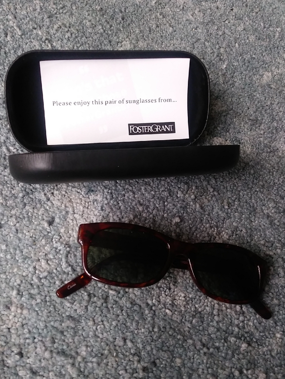 Foster Grant Tortoise Shell Frame Sunglasses with Dark Green Lenses
